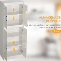 Aparador de cocina Tiko Homcom 4 puertas + 5 estantes blanco 168x60x36 cm