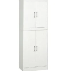 Aparador de cocina Tiko Homcom 4 puertas + 5 estantes blanco 168x60x36 cm