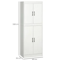 Aparador de cocina Tiko Homcom 4 puertas + 5 estantes blanco 168x60x36 cm