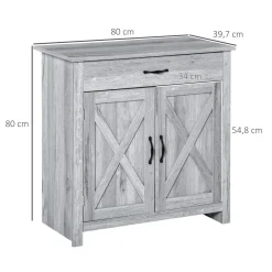 Aparador de cocina Tomas Homcom 1 cajón + 2 puertas gris 80x80x39,7 cm