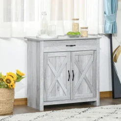 Aparador de cocina Tomas Homcom 1 cajón + 2 puertas gris 80x80x39,7 cm
