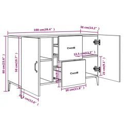 Aparador de ingeniería 2 armarios 2 cajones negro 60x100x36 cm
