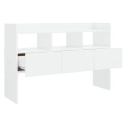 Aparador de madera 3 cajones 3 estantes blanco brillo 70x105x30 cm
