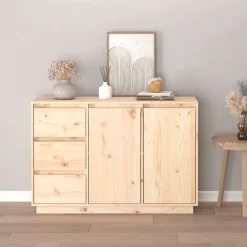 Aparador de madera 2 puertas 3 cajones natural 75x111x34 cm