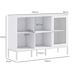 Aparador Desai Homcom 4 compartimentos + 1 puerta blanco 81,5x120x37 cm