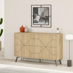 Aparador Dune 4 puertas roble 77,4x123x43 cm