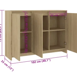 Aparador Elena 3 puertas 6 compartimentos 75x102x33 cm