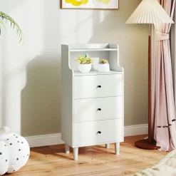 Aparador Elenia Homcom 3 cajones blanco 95x47x29 cm