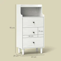 Aparador Elenia Homcom 3 cajones blanco 95x47x29 cm