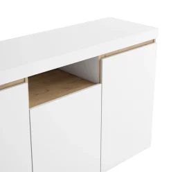 Aparador Elis 3 puertas + compartimento blanco mate/natural 80,5x140,1x39,6 cm