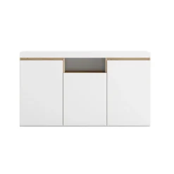Aparador Elis 3 puertas + compartimento blanco mate/natural 80,5x140,1x39,6 cm