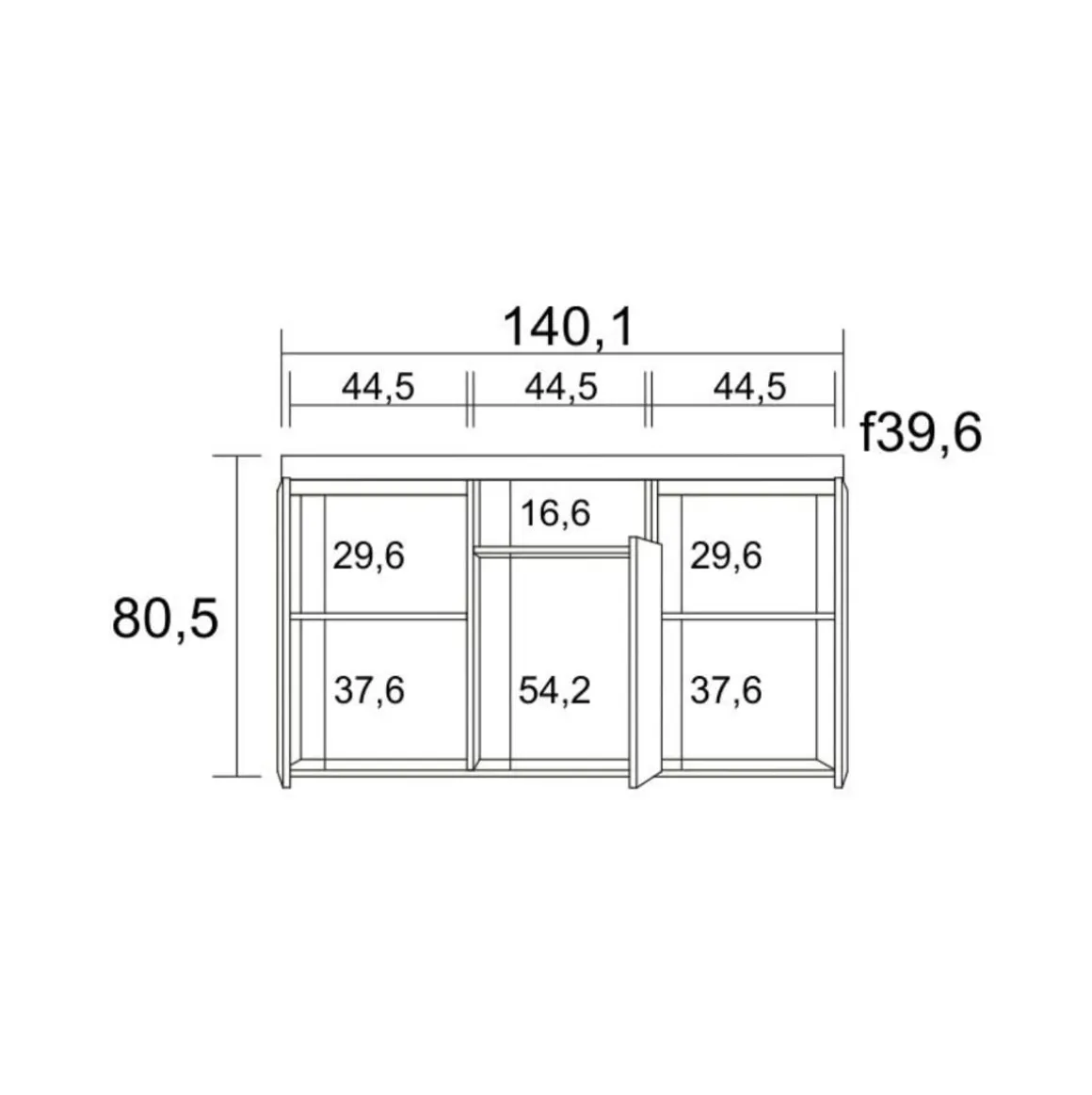 Aparador Elis 3 puertas + compartimento blanco mate/natural 80,5x140,1x39,6 cm