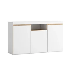Aparador Elis 3 puertas + compartimento blanco mate/natural 80,5x140,1x39,6 cm
