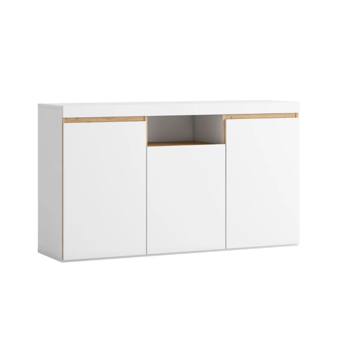 Aparador Elis 3 puertas + compartimento blanco mate/natural 80,5x140,1x39,6 cm