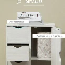Aparador Elton Homcom 4 cajones + armario blanco 83x54x29 cm