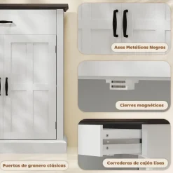 Aparador Emory Homcom 1 cajón + 2 puertas blanco