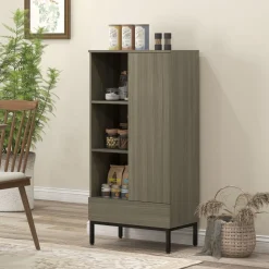Aparador Finlandia Homcom 1 puerta + 3 estantes marrón 121x60x34 cm