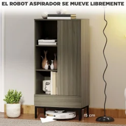 Aparador Finlandia Homcom 1 puerta + 3 estantes marrón 121x60x34 cm
