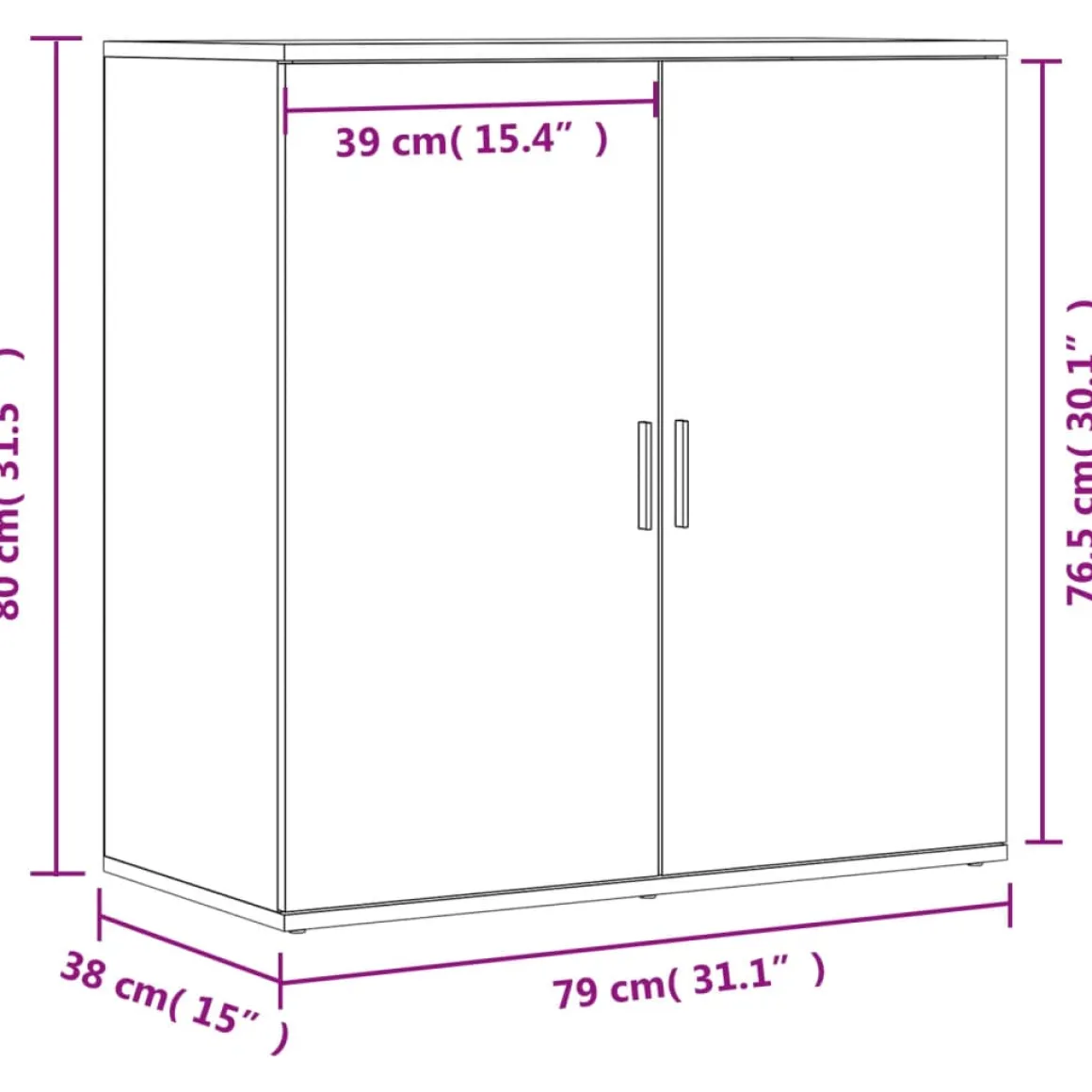 Aparador Firma 2 puertas + estante interior 80x79x38 cm