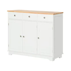 Aparador Forest Homcom 3 cajones + 3 armarios blanco 85x101x40 cm