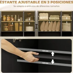 Aparador Galatea Homcom 3 puertas + estantes ajustables 90x90x30 cm