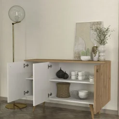 Aparador Geo 3 puertas blanco/natural 75x120x45 cm