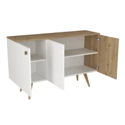 Aparador Geo 3 puertas blanco/natural 75x120x45 cm