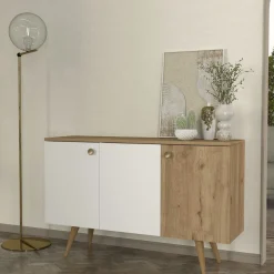 Aparador Geo 3 puertas blanco/natural 75x120x45 cm