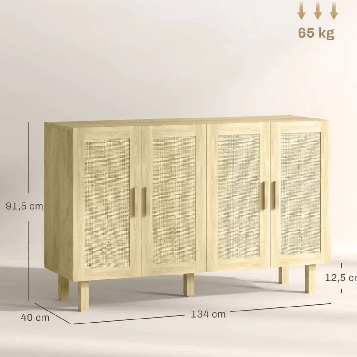Aparador Haru Homcom 4 puertas natural 76x120x39,5 cm