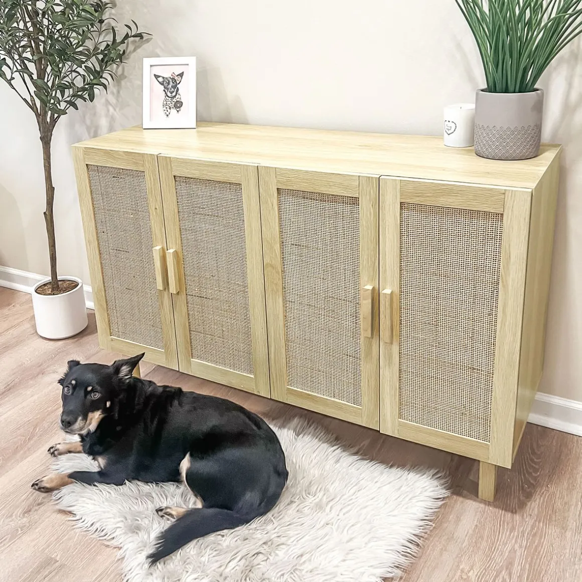 Aparador Haru Homcom 4 puertas natural 76x120x39,5 cm