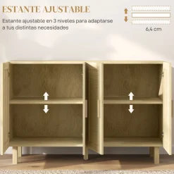 Aparador Haru Homcom 4 puertas natural 76x120x39,5 cm