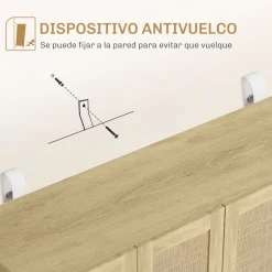 Aparador Haru Homcom 4 puertas natural 76x120x39,5 cm