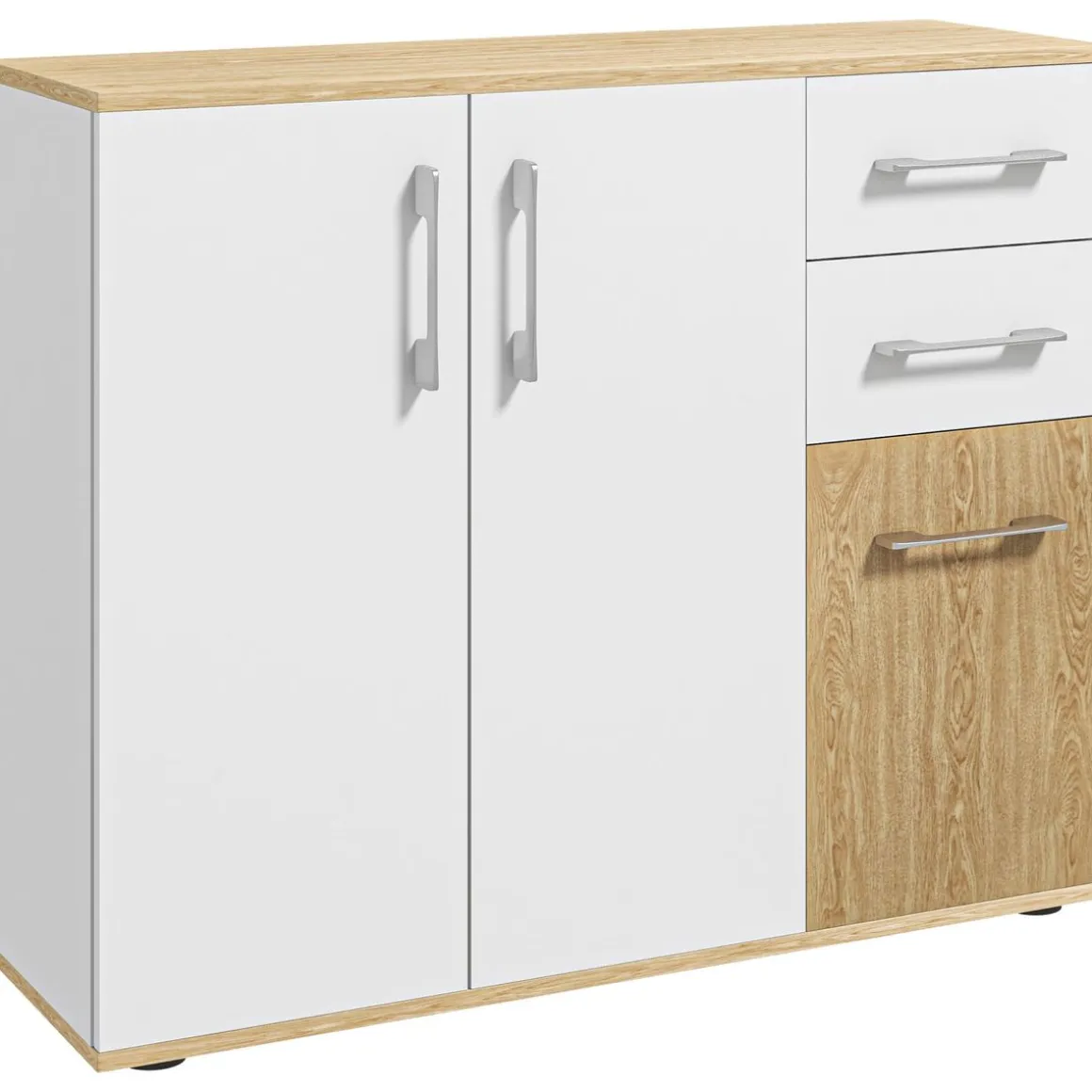 Aparador Herminia Homcom 2 cajones + 2 armarios blanco/natural 75,5x90x30 cm