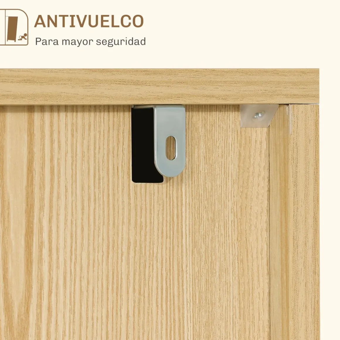 Aparador Hogar Homcom 3 puertas blanco/natural 77,4x91,5x35 cm