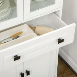 Aparador Hojar Homcom 2 armarios + cajón blanco 160x60x30 cm