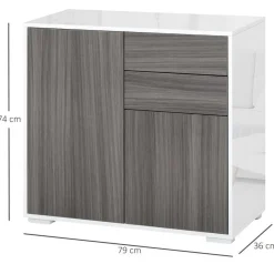 Aparador Homcom 2 puertas + 2 cajones gris/blanco 74x79x36 cm