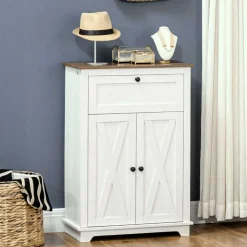 Aparador Homcom puertas dobles + cajón + estante ajustable blanco 87,4x60x30 cm