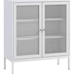 Aparador Karra Homcom 3 estantes blanco 92x80x37 cm