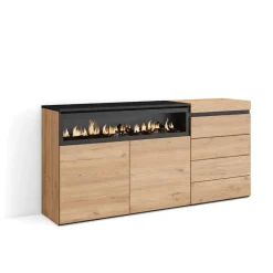 Aparador Kroma 2 puertas + 4 cajones con chimenea 75x158x35 cm
