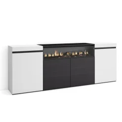 Aparador Kroma 4 puertas con chimenea central 75x203x34,6 cm