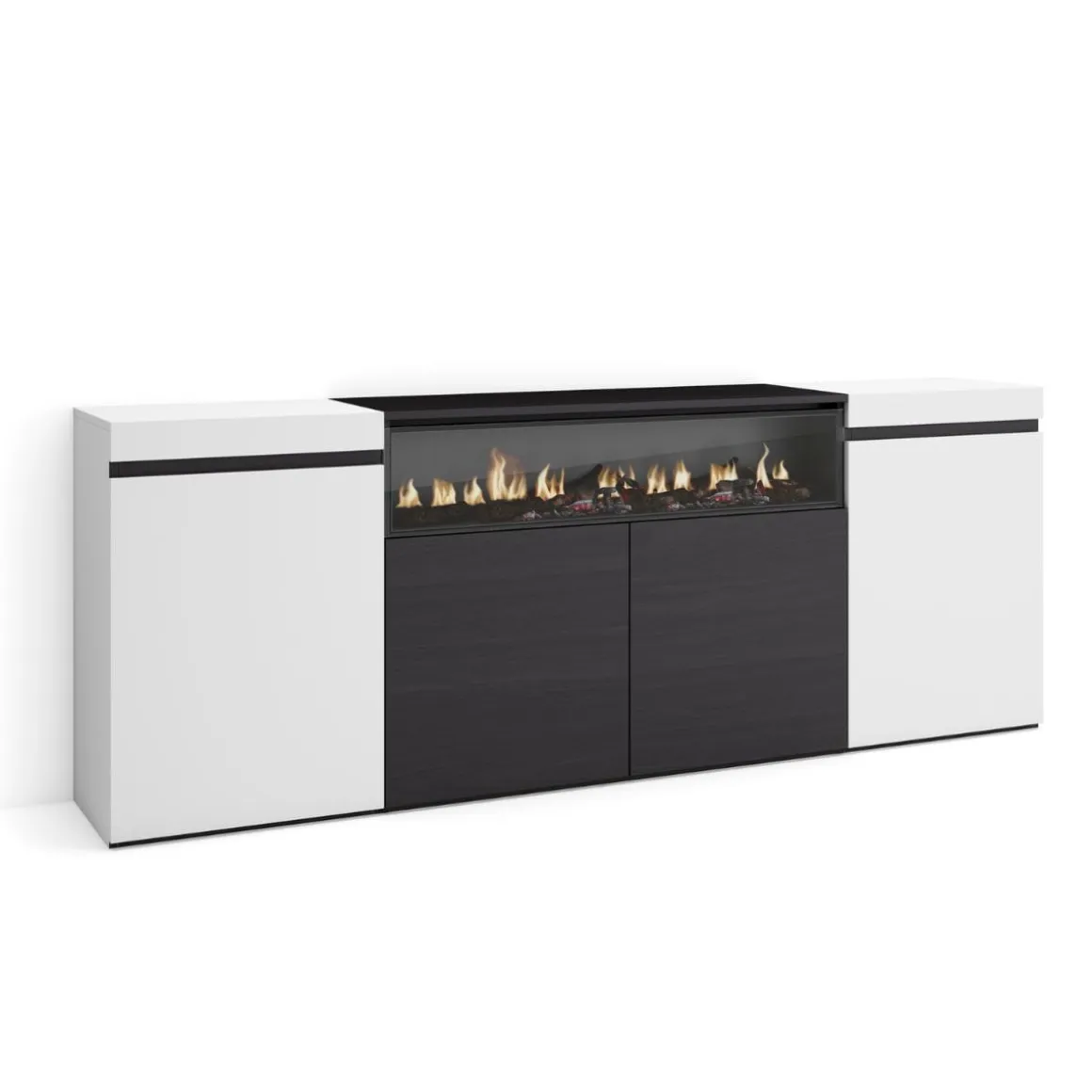 Aparador Kroma 4 puertas con chimenea central 75x203x34,6 cm