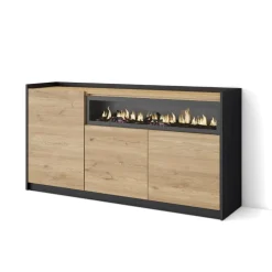 Aparador Kroma 3 puertas con chimenea derecha 80x156x37 cm