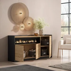 Aparador Kroma 3 puertas con chimenea izquierda 80x156x37 cm