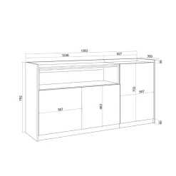 Aparador Kroma 3 puertas con estante abierto izquierda negro/natural 80x156x37 cm