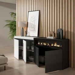 Aparador Kroma 4 puertas con chimenea derecha 75x203x34,6 cm