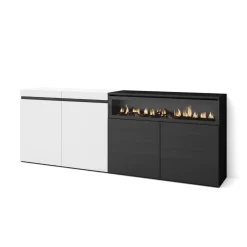 Aparador Kroma 4 puertas con chimenea derecha 75x203x34,6 cm
