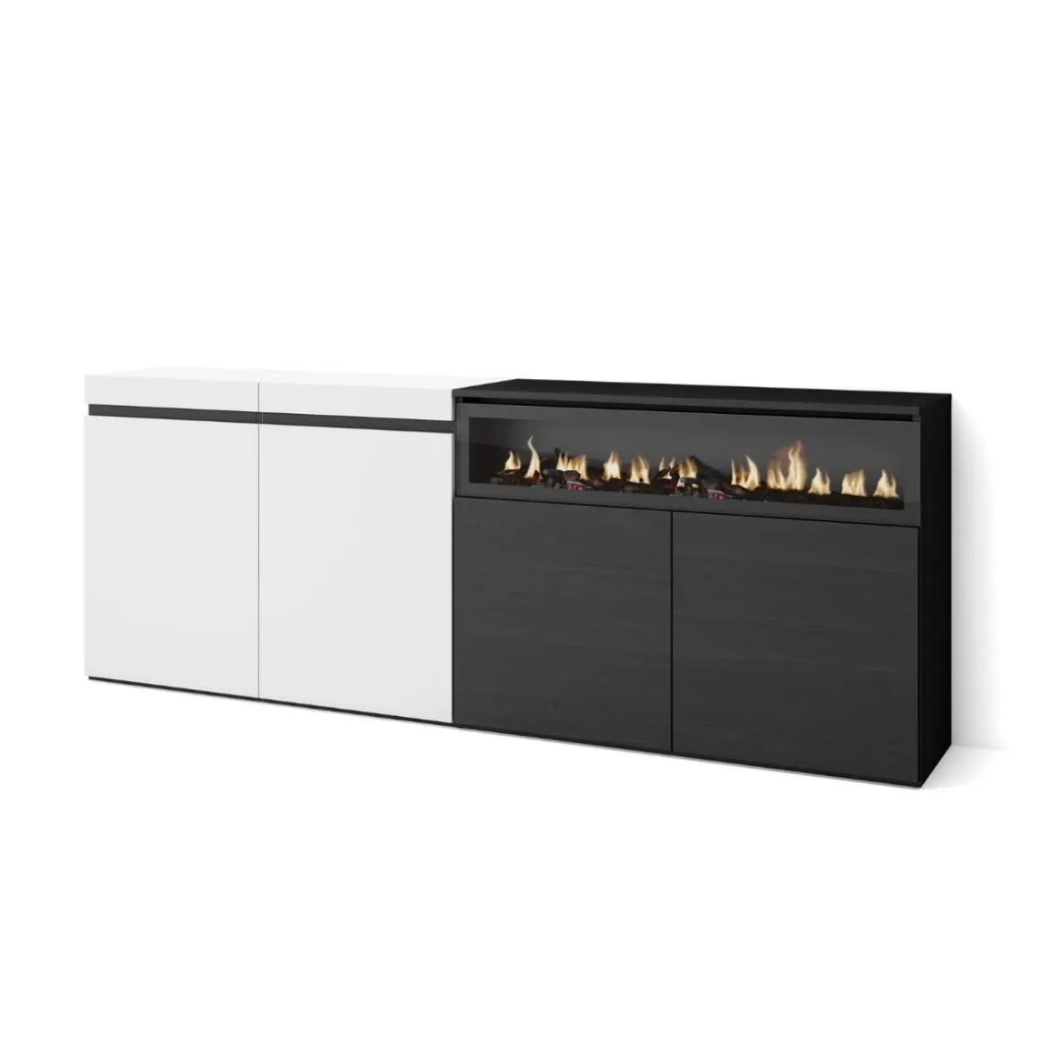 Aparador Kroma 4 puertas con chimenea derecha 75x203x34,6 cm