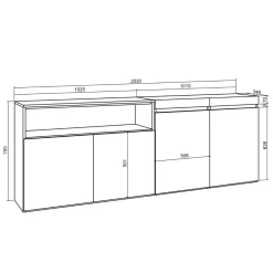 Aparador Kroma 4 puertas con estante a la izquierda 75x203x34,6 cm