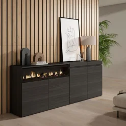 Aparador Kroma 4 puertas con chimenea izquierda 75x203x34,6 cm