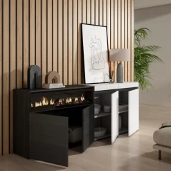 Aparador Kroma 4 puertas con chimenea izquierda 75x203x34,6 cm